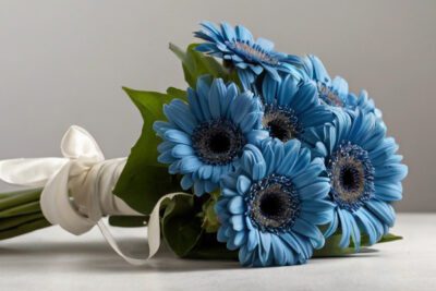 bouquet di gerbere blu
