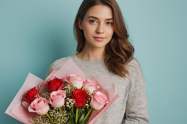 Conquistare una donna con un bouquet di rose